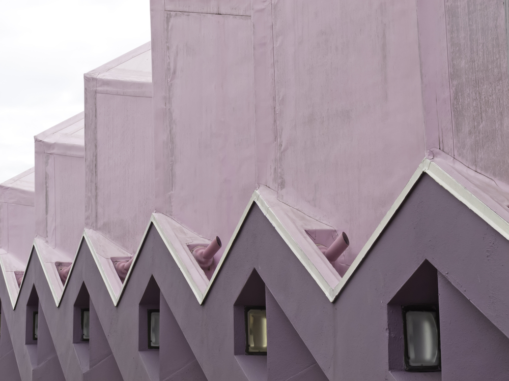 Architectural abstract with zigzag Exterior detail of Van Wezel Performing Arts Hall, owned and operated by the City of Sarasota, Florida
